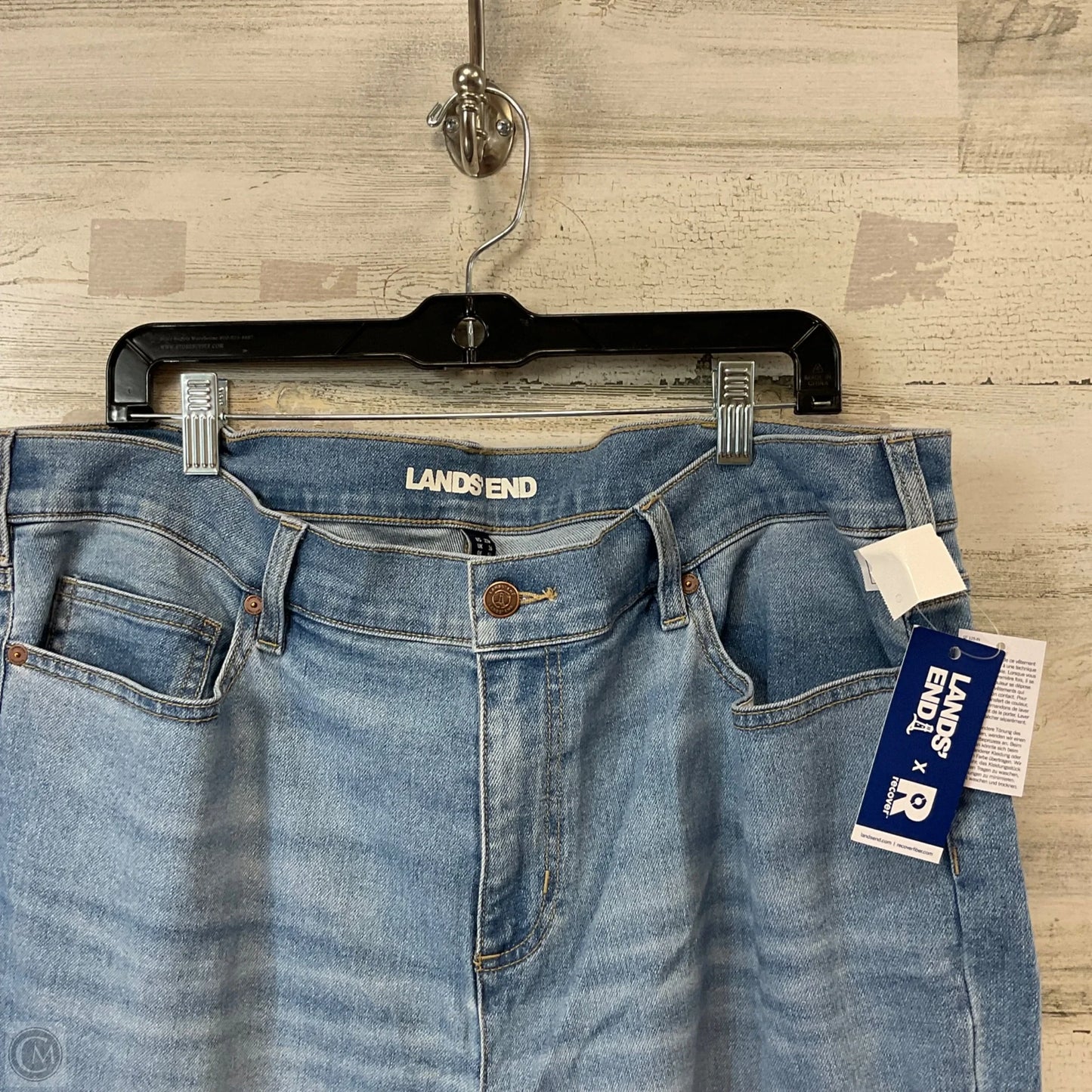 Jeans Straight By Lands End In Blue Denim, Size: 22
