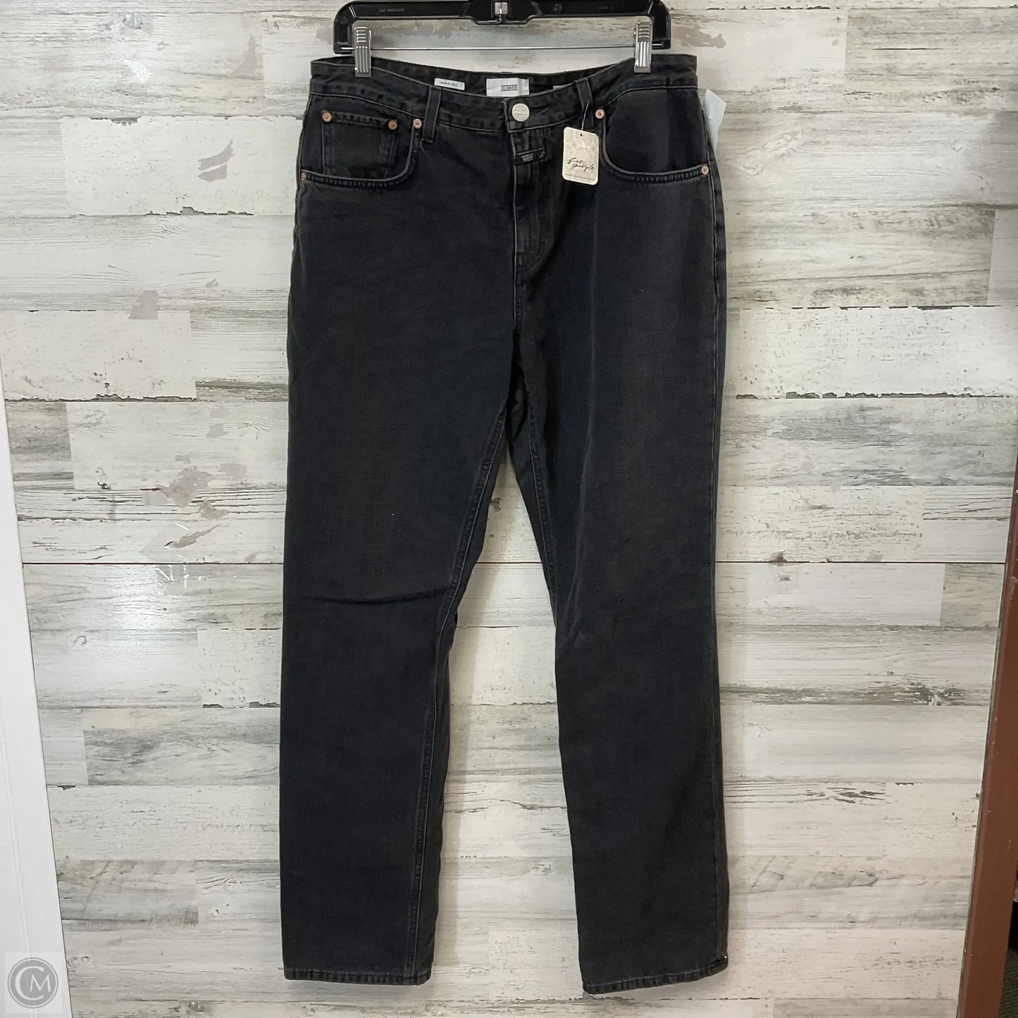 Jeans Straight By Free People In Black Denim, Size: 14