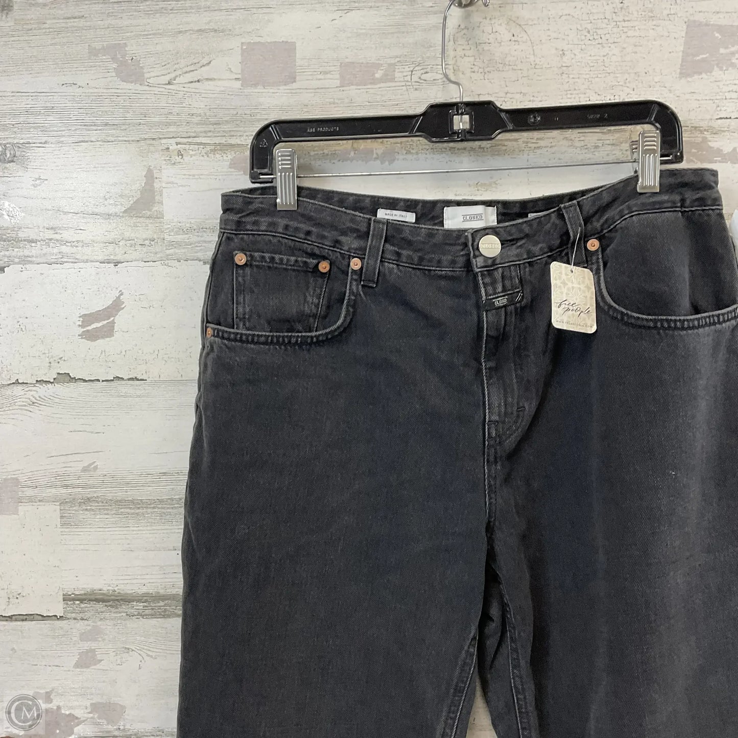 Jeans Straight By Free People In Black Denim, Size: 14
