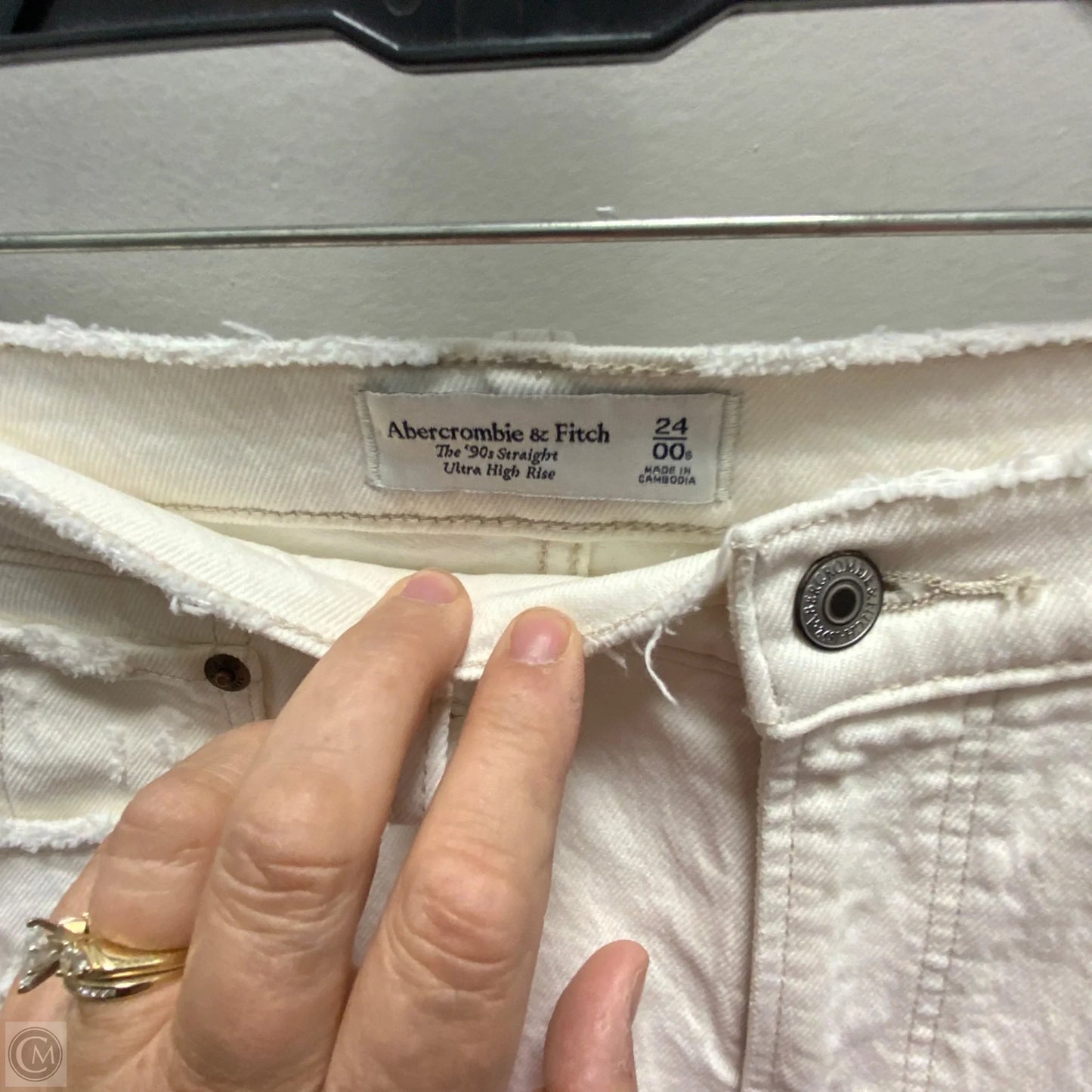 Jeans Straight By Abercrombie And Fitch In Cream Denim, Size: 0