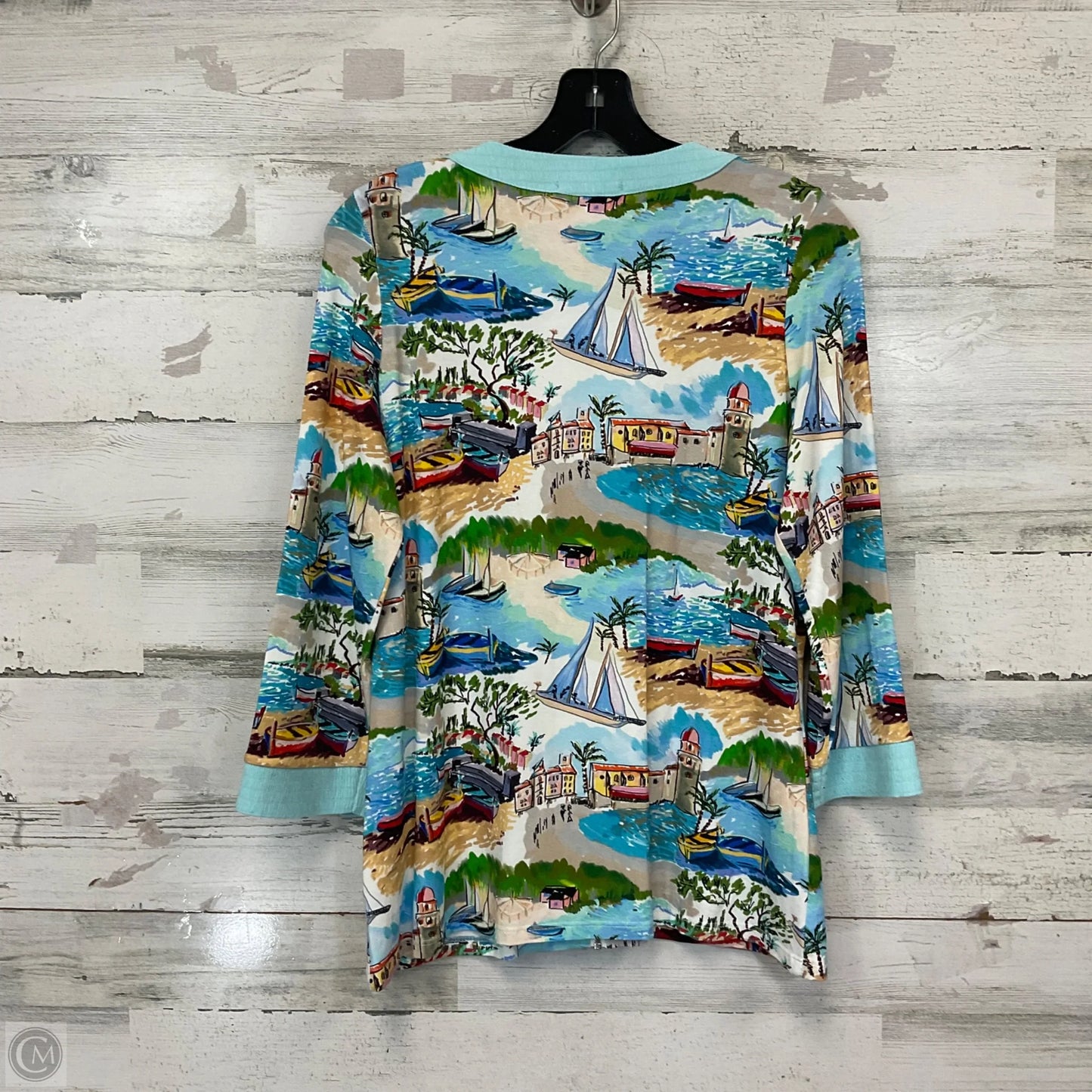 Top Long Sleeve By Tinta In Blue & White, Size: L