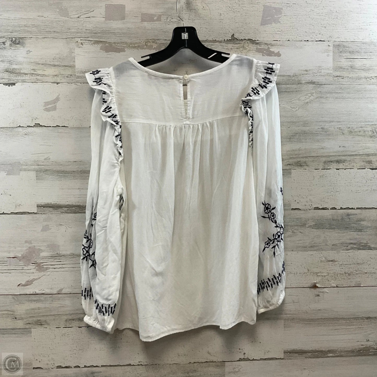 Top Long Sleeve By Loft In White, Size: L