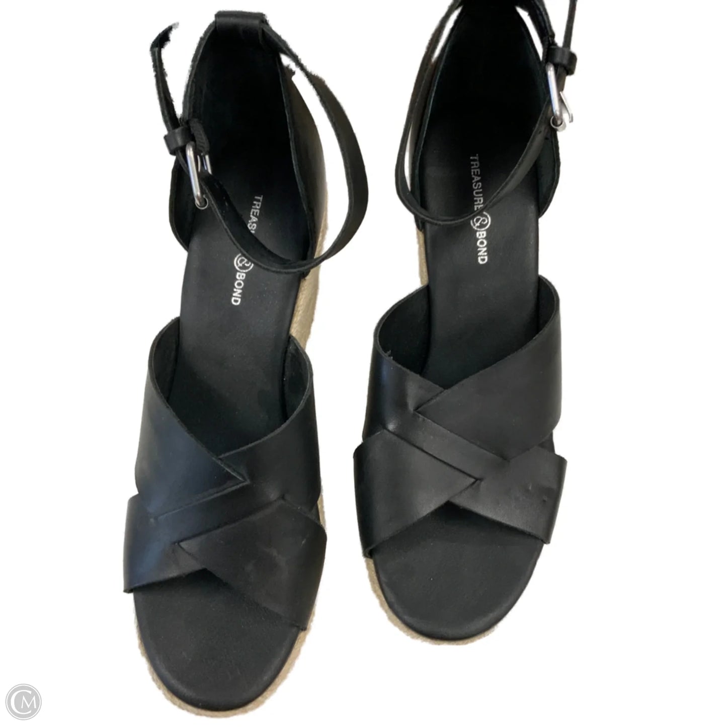 Sandals Heels Wedge By Treasure And Bond In Black, Size: 9