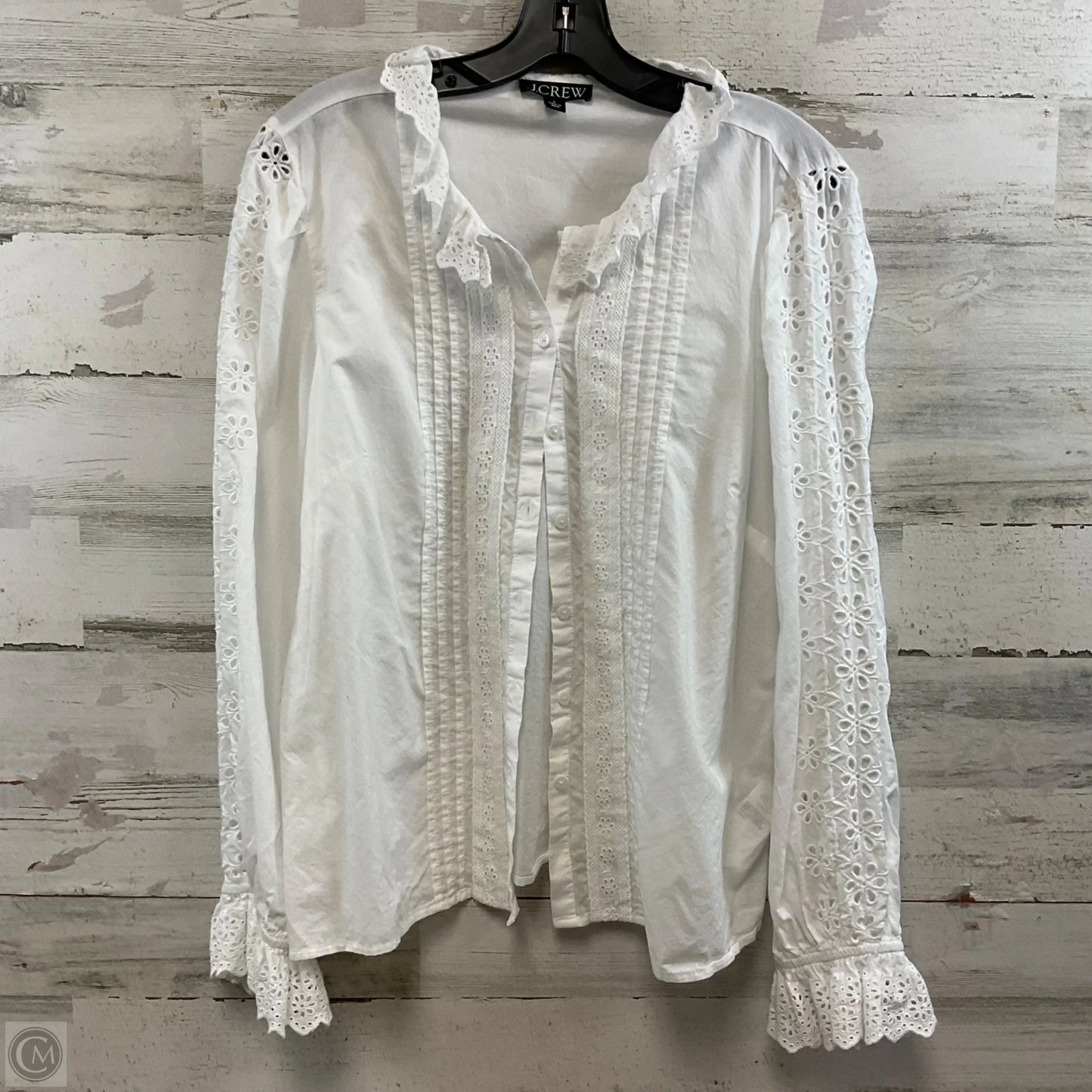 Blouse Long Sleeve By J. Crew In White, Size: L