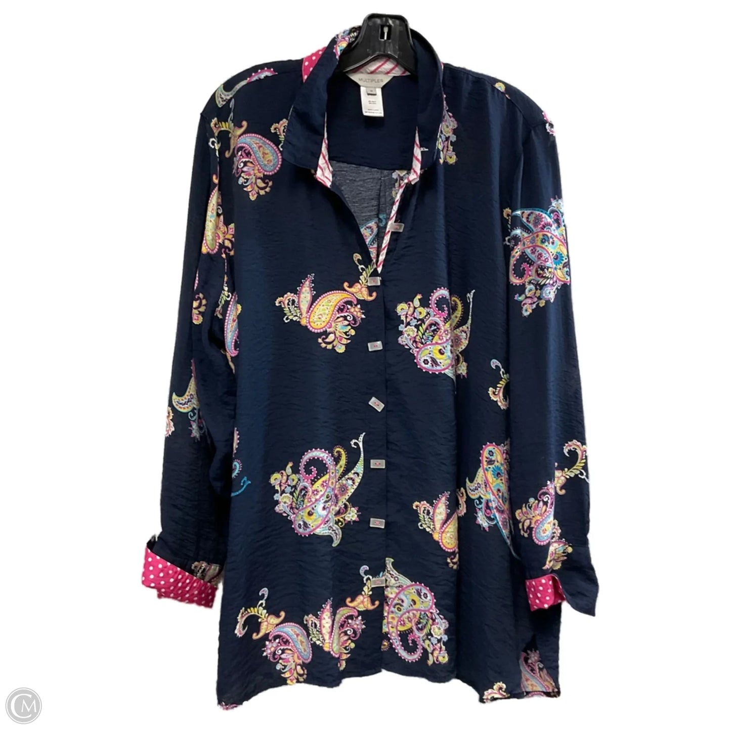 Top Long Sleeve By Multiples In Blue, Size: 1x