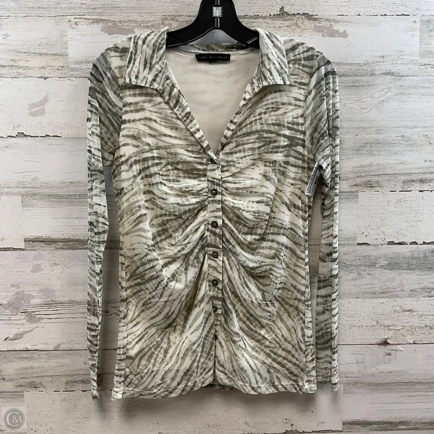 Top Long Sleeve By Jane And Delancey In Cream & Green, Size: S
