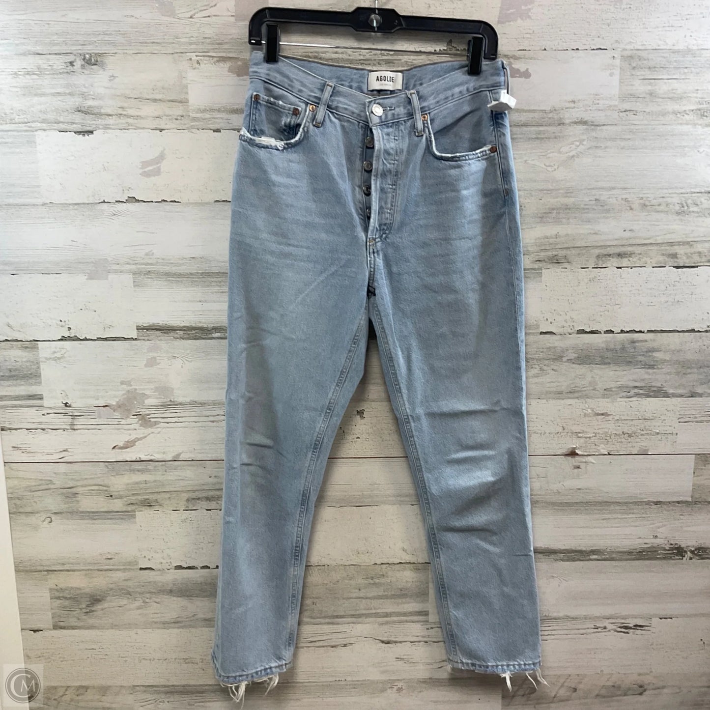 Jeans Straight By Agolde In Blue Denim, Size: 4