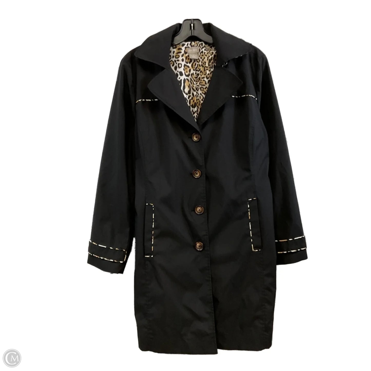 Coat Trench Coat By Chicos In Black, Size: Xl