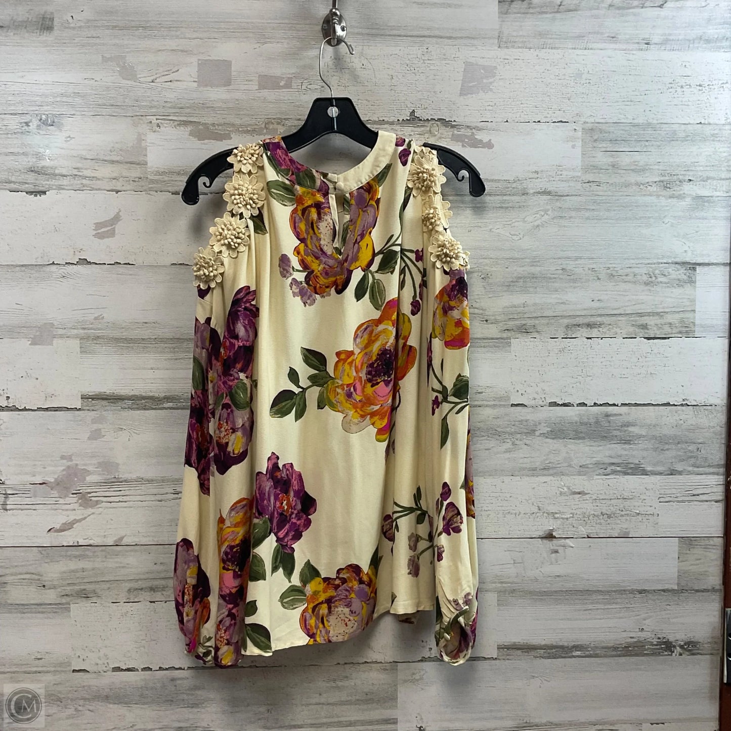 Blouse Long Sleeve By Oddi In Cream, Size: S