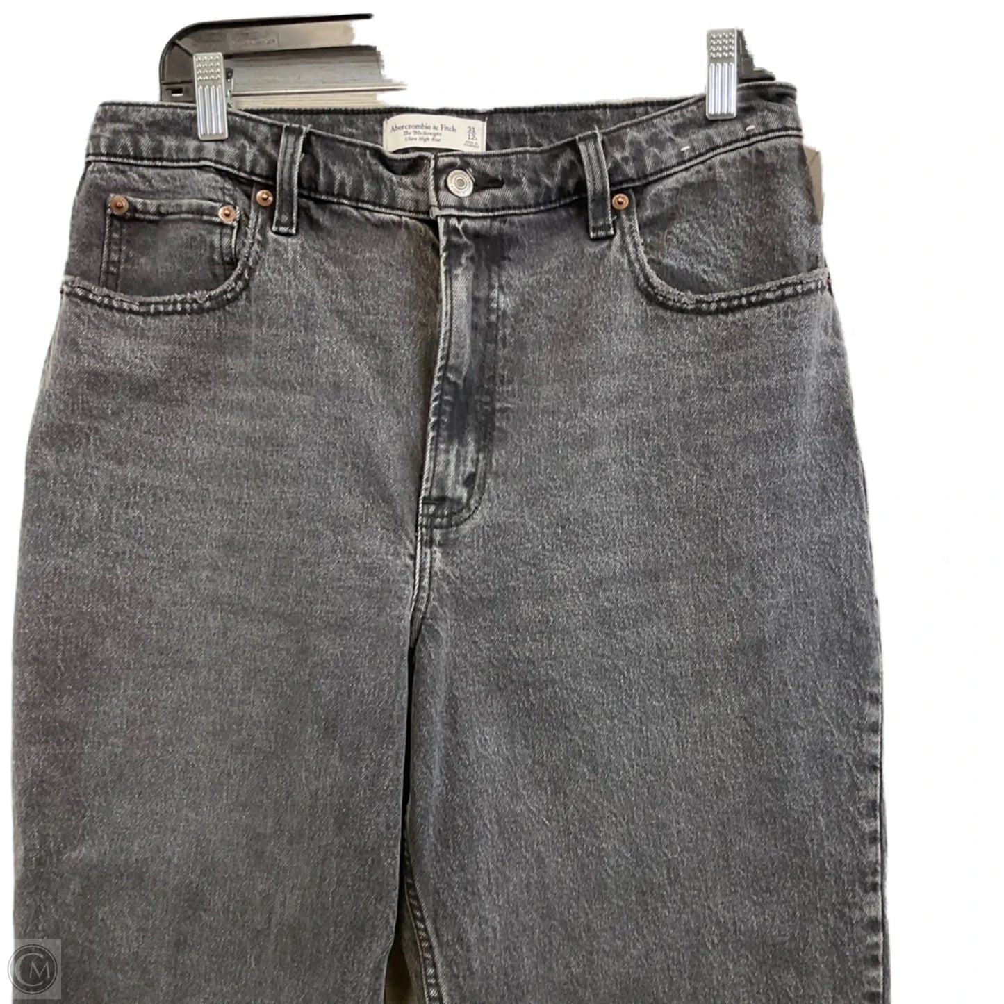 Jeans Straight By Abercrombie And Fitch In Black Denim, Size: 12
