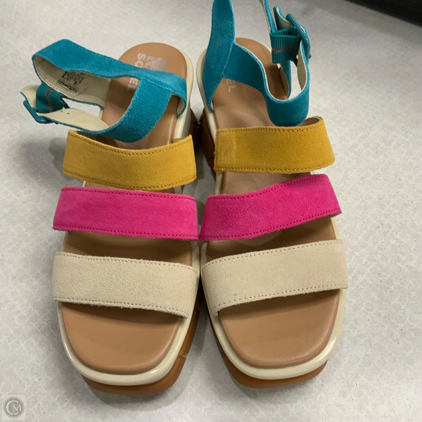 Sandals Heels Platform By Sorel In Cream & Pink, Size: 10