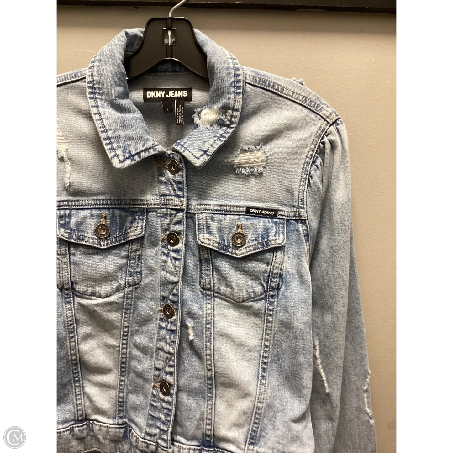 Jacket Denim By Dkny In Blue Denim, Size: L