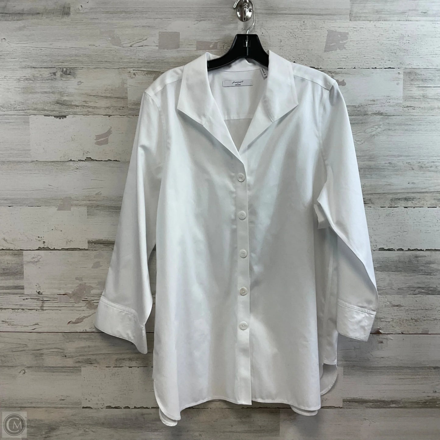 Blouse Long Sleeve By Foxcroft In White, Size: 1x