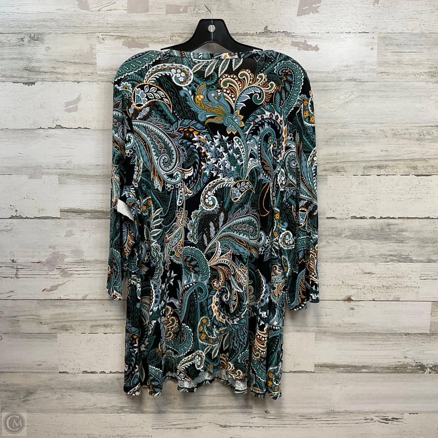 Top 3/4 Sleeve Basic By Jessica London In Black & Green, Size: 2x