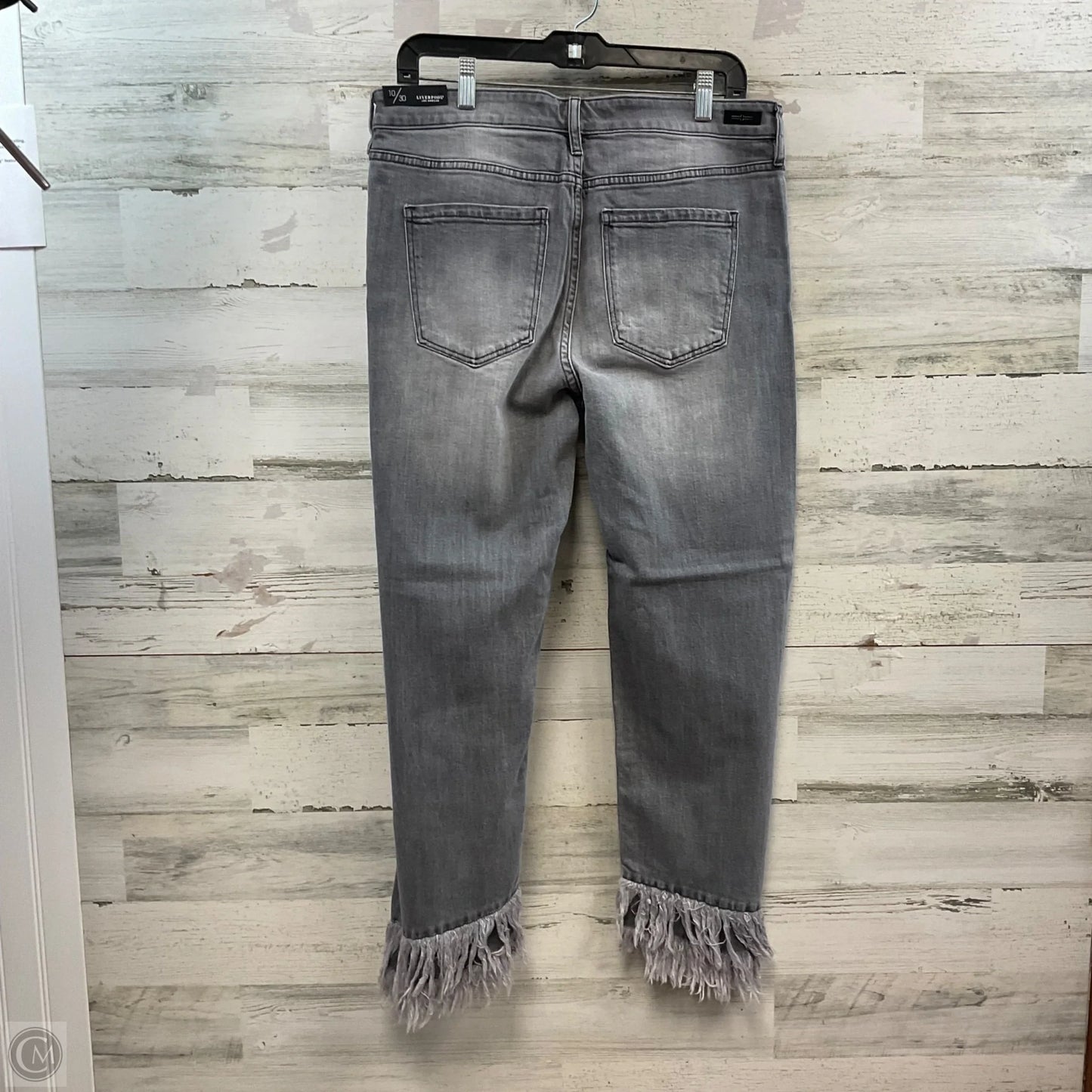 Jeans Straight By Liverpool In Grey Denim, Size: 10
