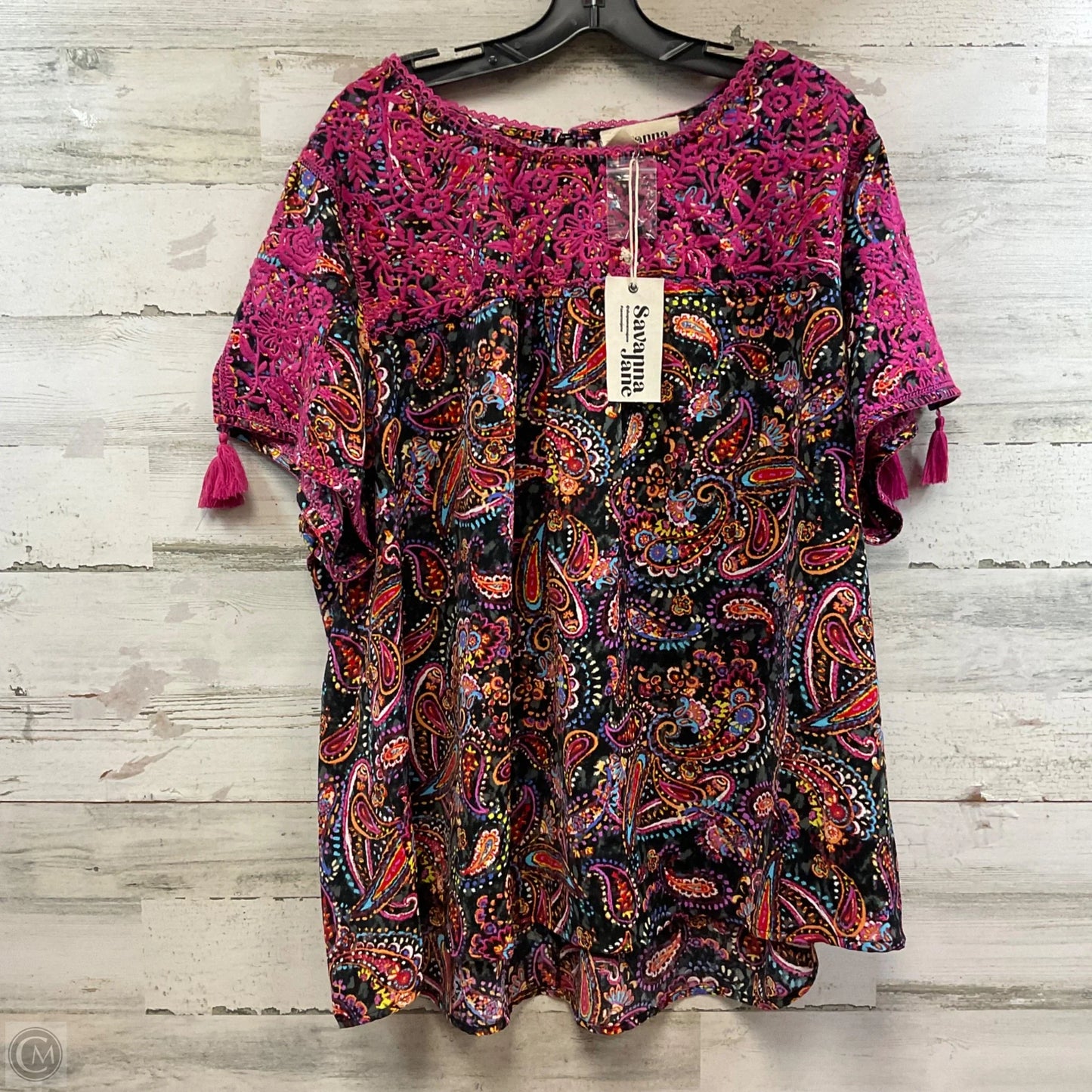 Top Short Sleeve By Savanna Jane In Black, Size: 3x
