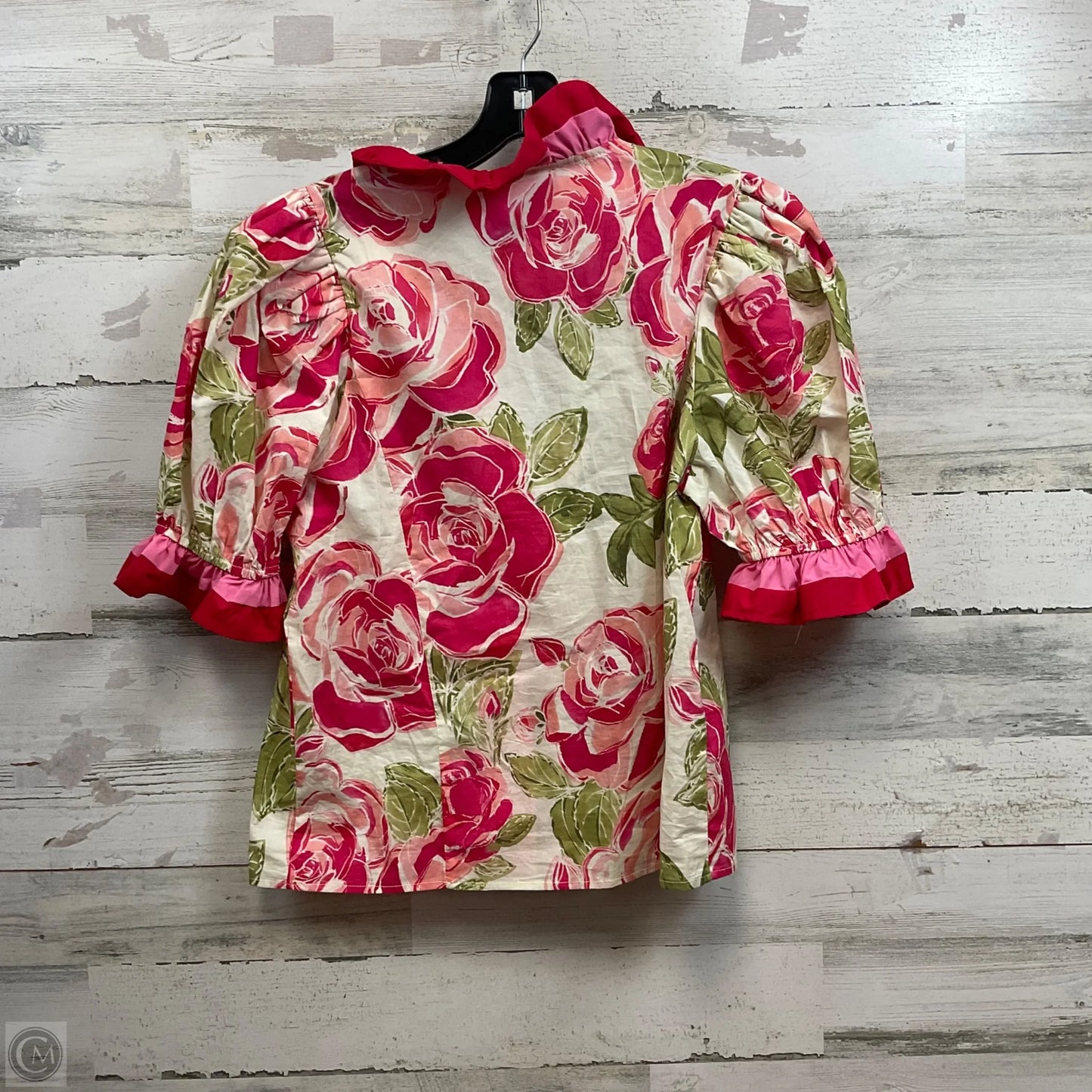 Blouse Short Sleeve By Entro In Pink, Size: S