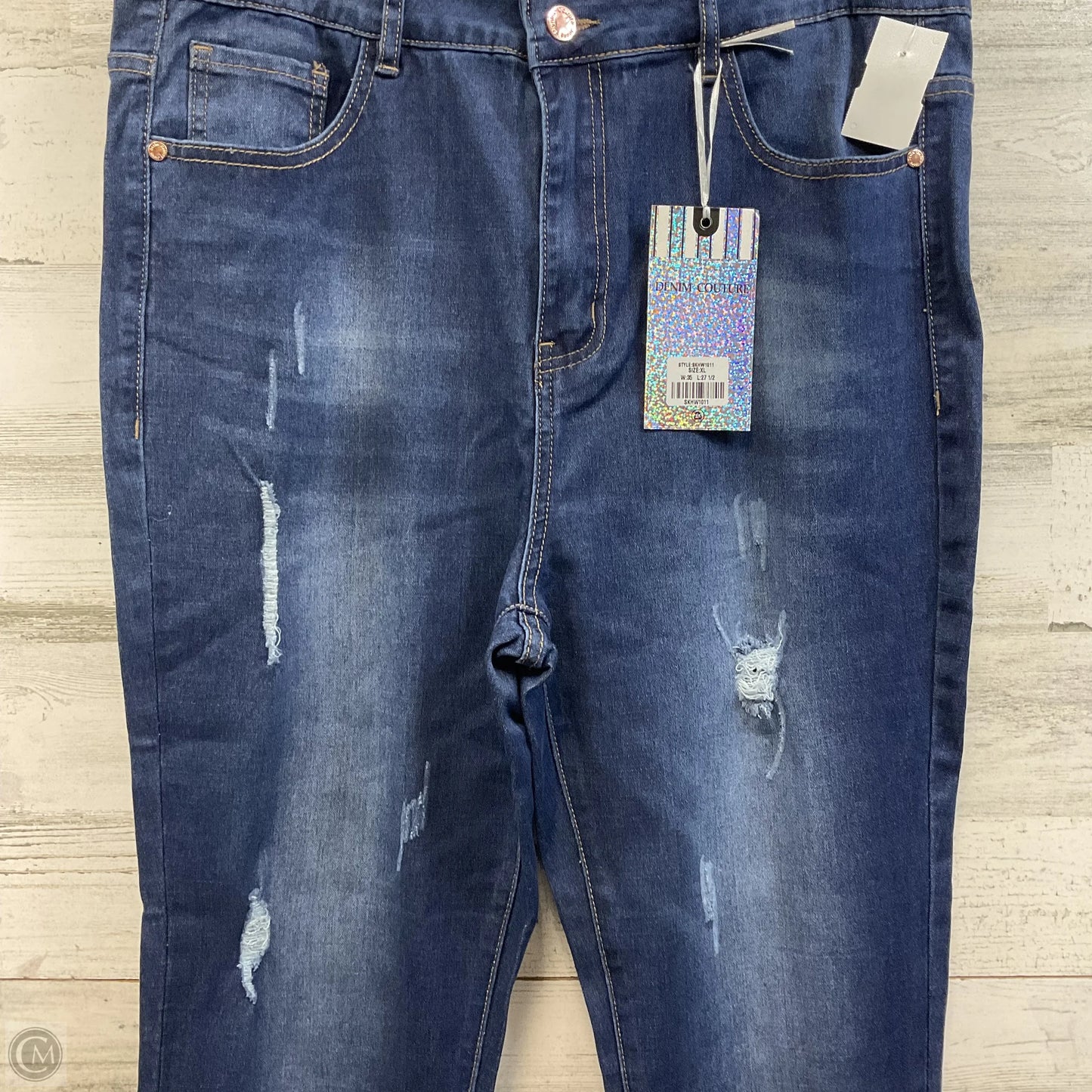Jeans Straight By Denim Couture In Blue Denim, Size: Xl