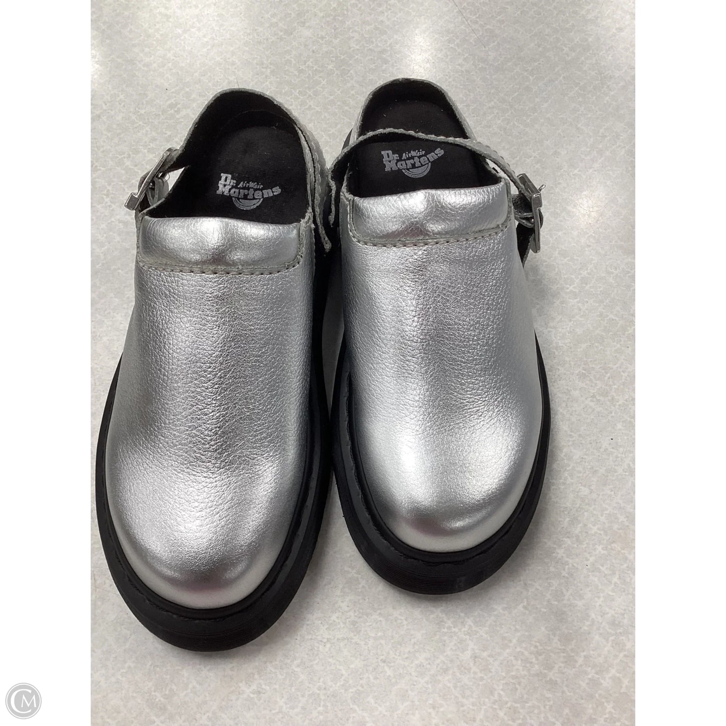 Shoes Flats By Dr Martens In Silver, Size: 7