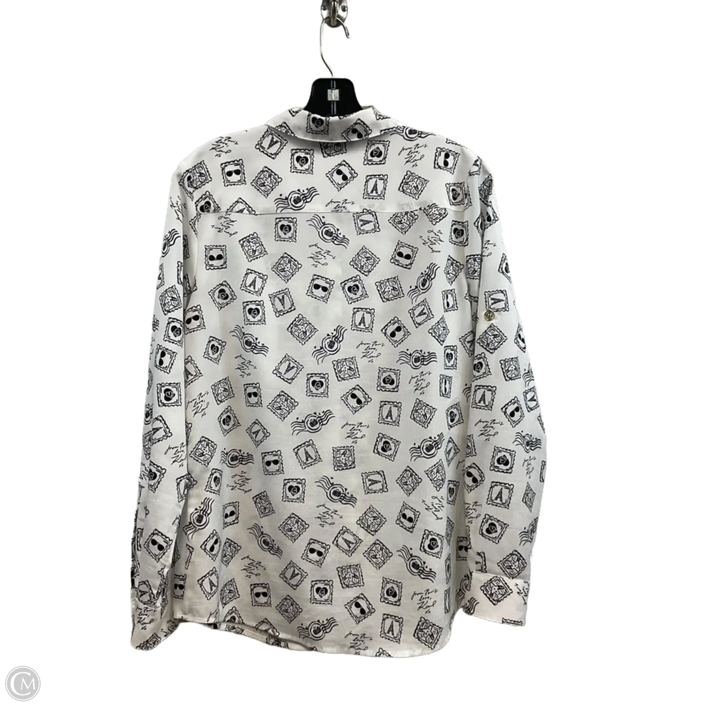 Blouse Designer By Karl Lagerfeld In Black & White, Size: Xs
