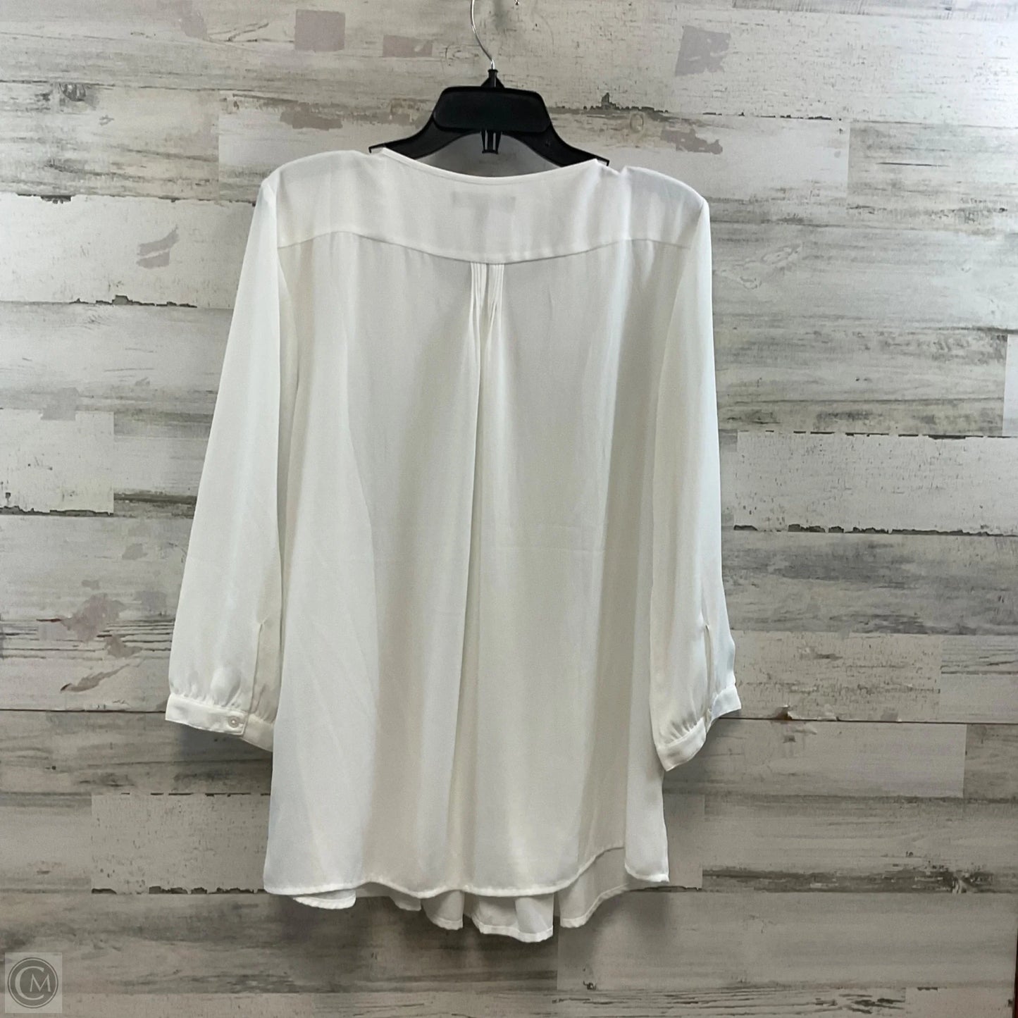 Blouse Long Sleeve By Banana Republic In White, Size: L