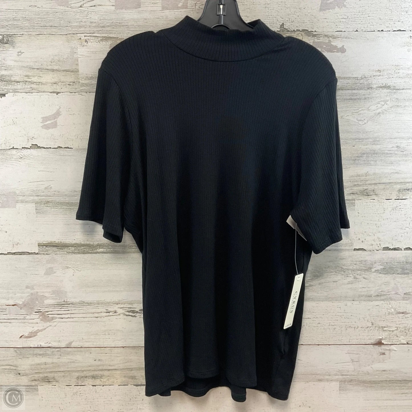 Top Short Sleeve By Cyrus Knits In Black, Size: 2x