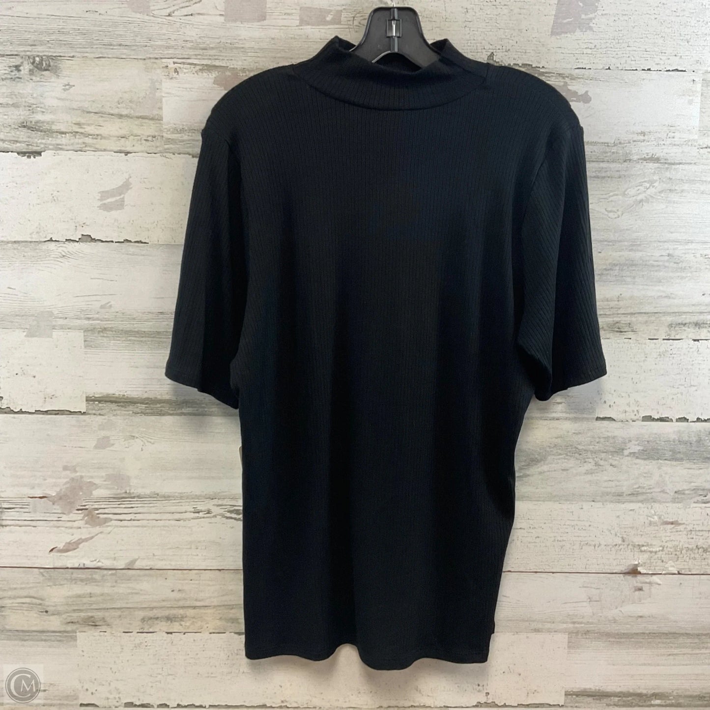 Top Short Sleeve By Cyrus Knits In Black, Size: 2x