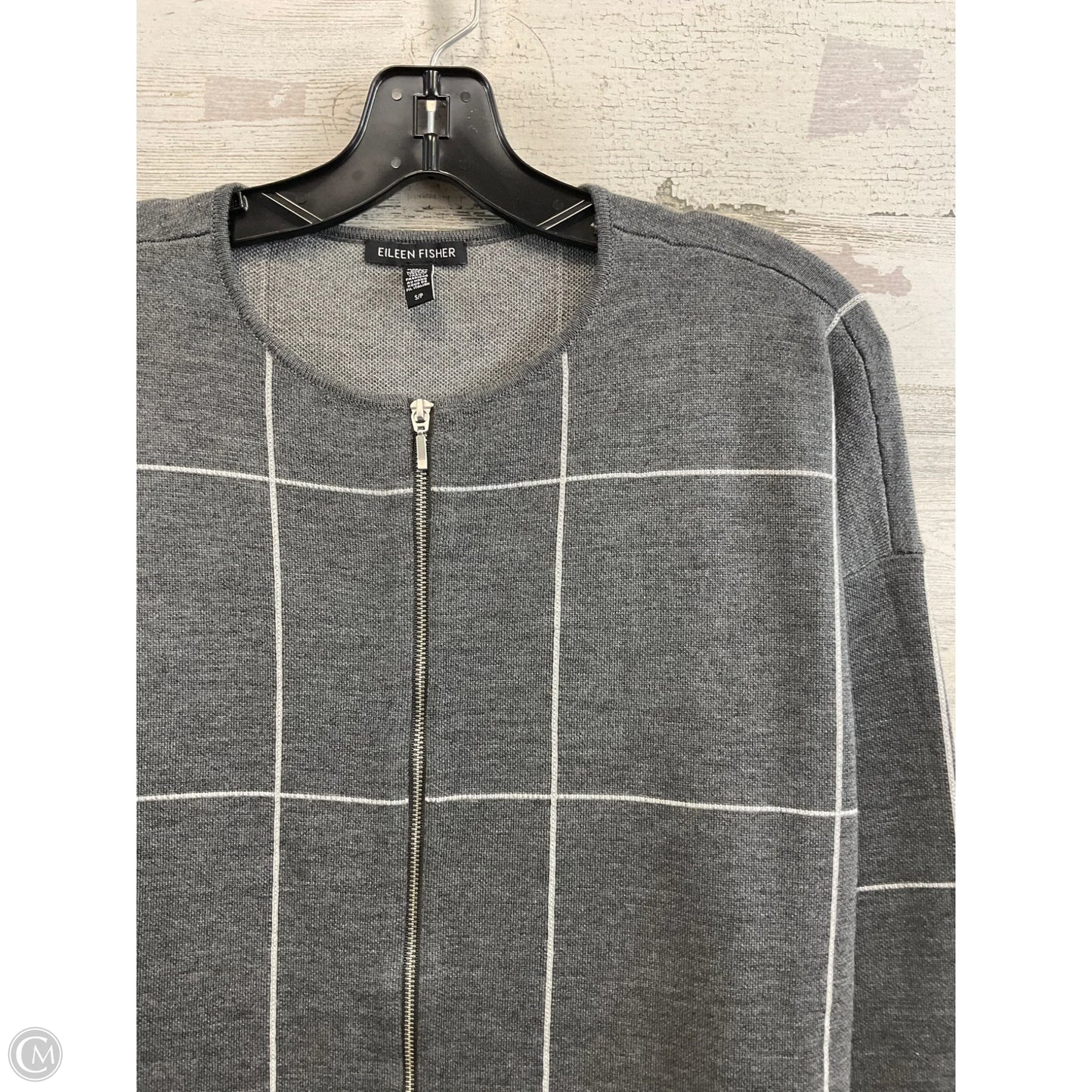Sweater Cardigan By Eileen Fisher In Grey, Size: S