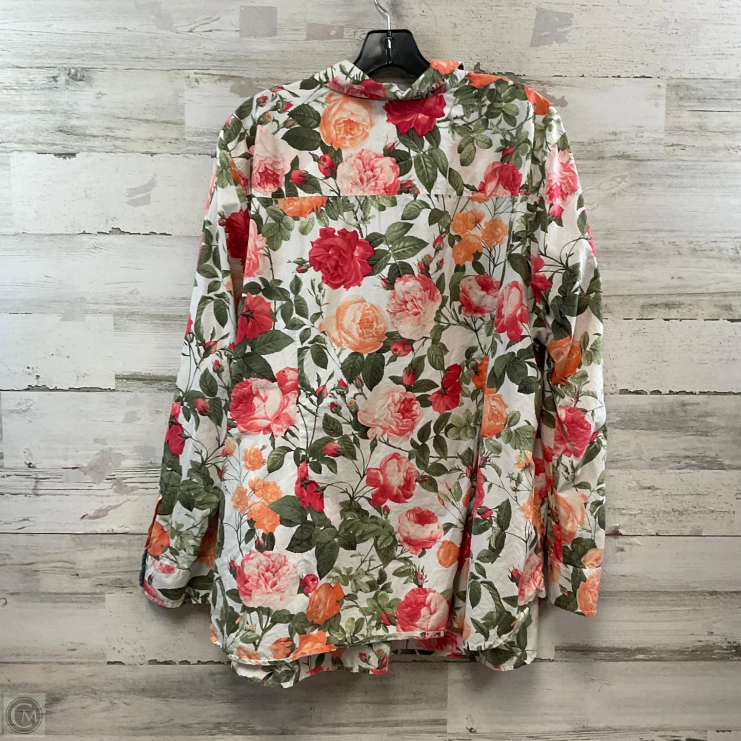 Blouse Long Sleeve By Talbots In Orange & Pink, Size: 3x