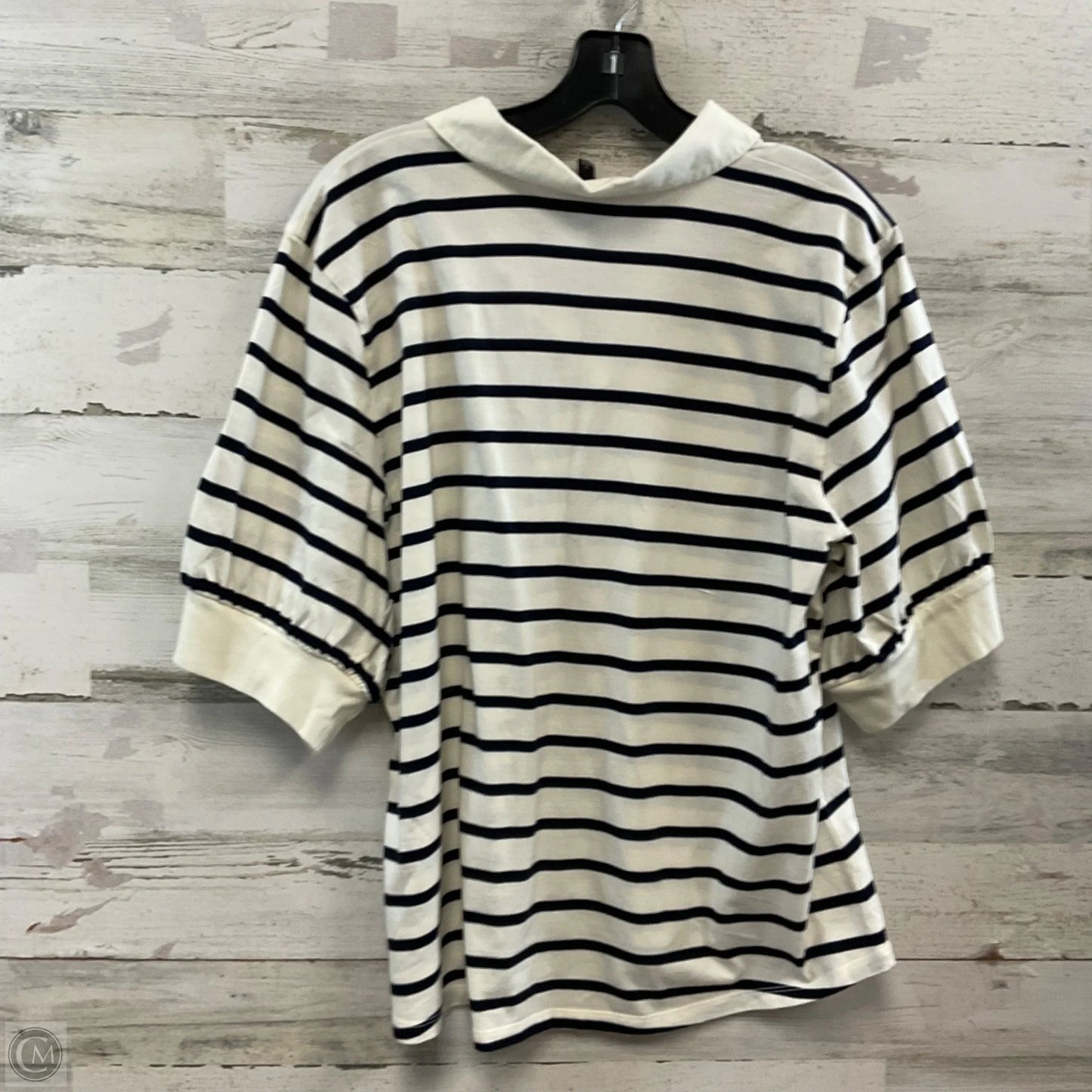 Top Short Sleeve By Talbots In Black & Cream, Size: Xl