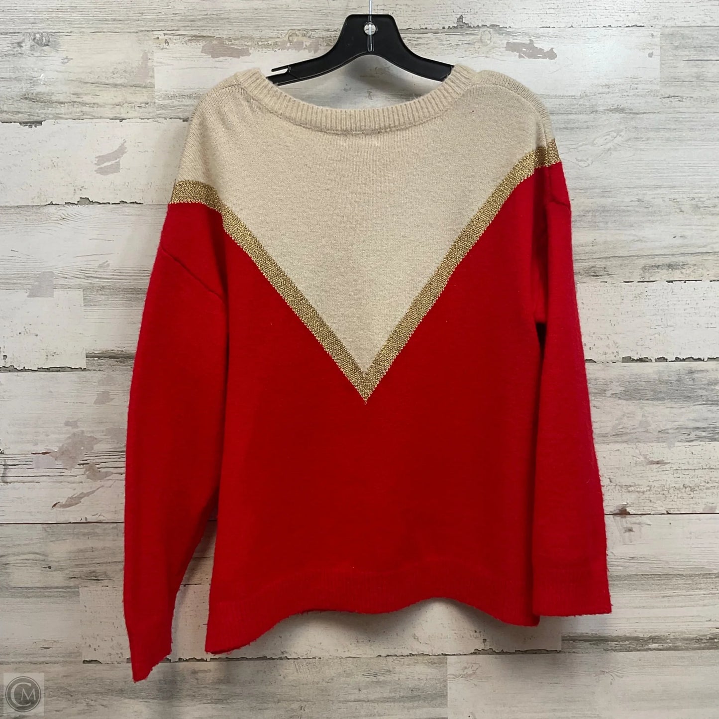 Sweater By Aaron & Amber In Red & Tan, Size: M