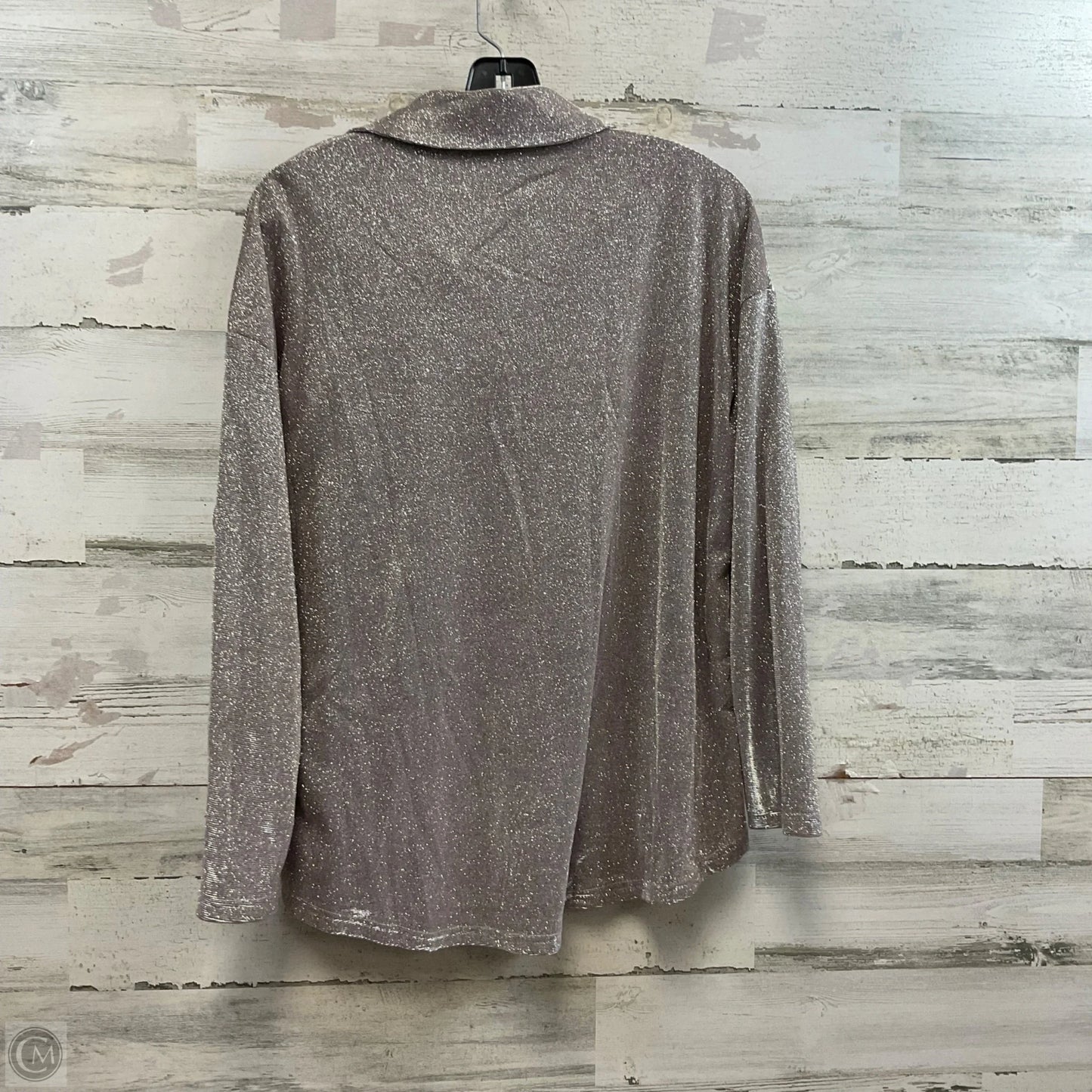 Blouse Long Sleeve By H&m In Silver, Size: S