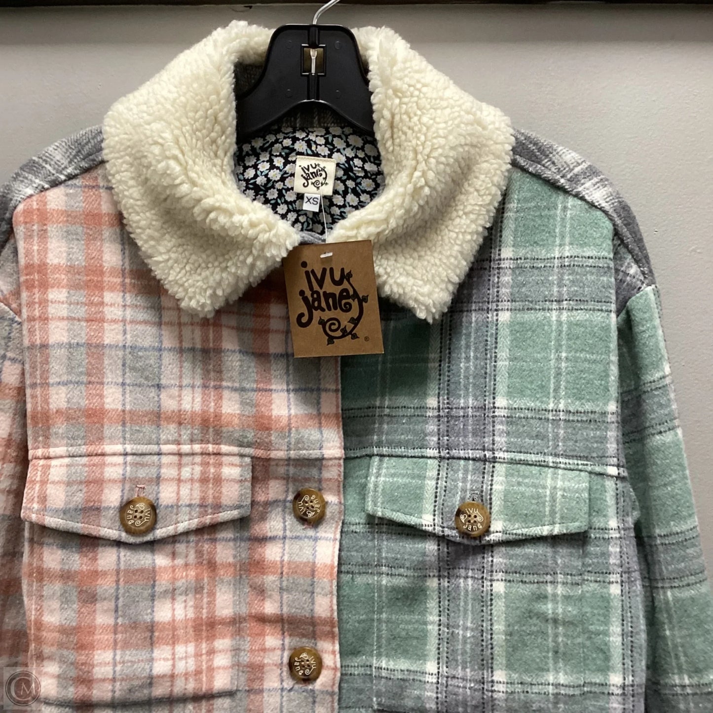 Jacket Shirt By Ivy Jane In Green & Grey, Size: Xs