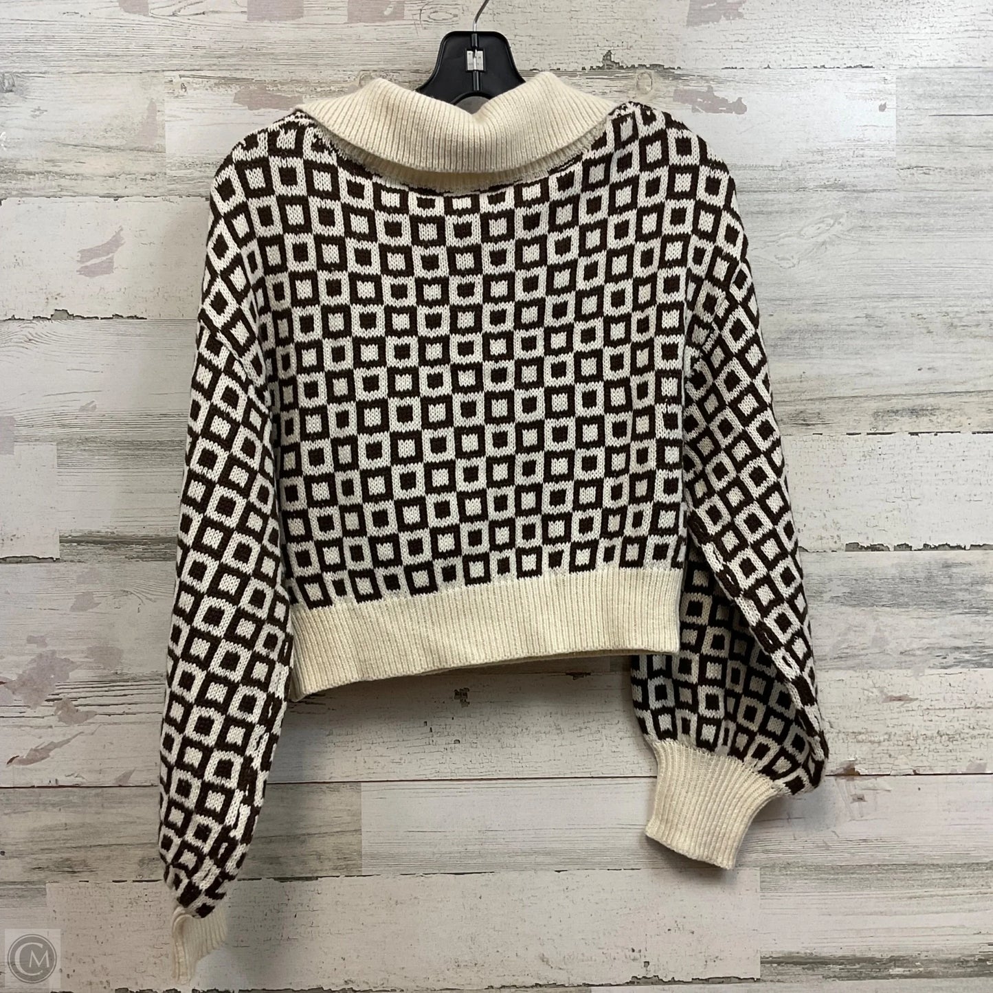 Sweater By Miss Love In Brown & Cream, Size: M