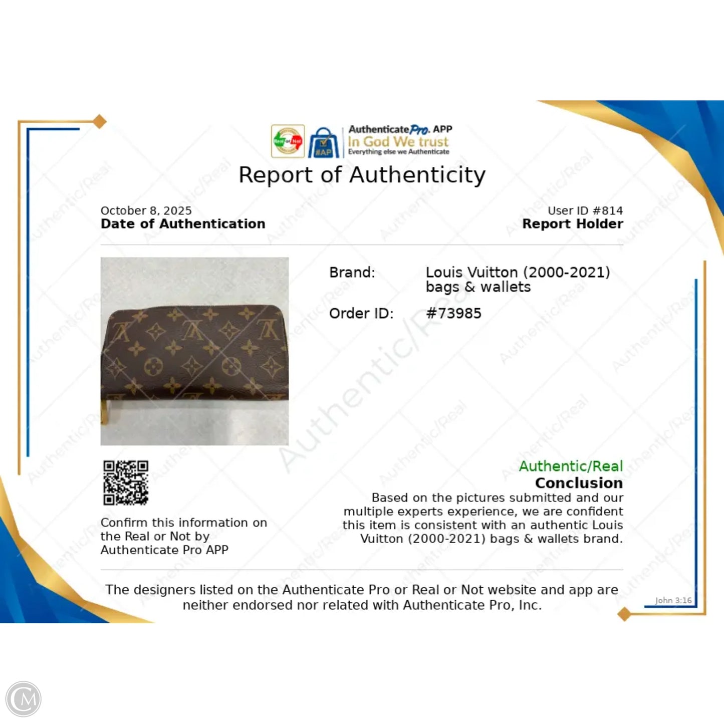 Wallet Luxury Designer By Louis Vuitton, Size: Large