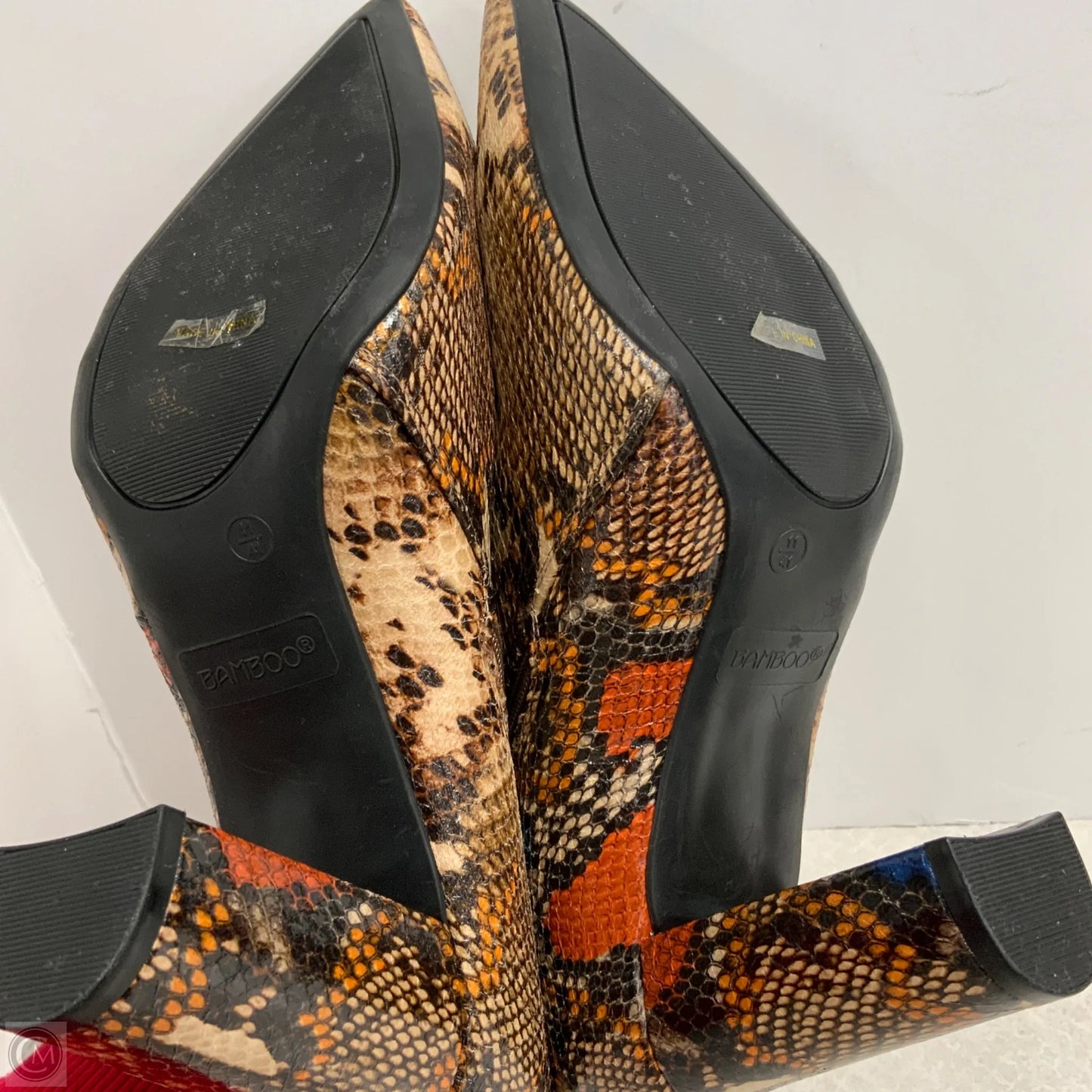 Boots Ankle Heels By Bamboo In Snakeskin Print, Size: 11