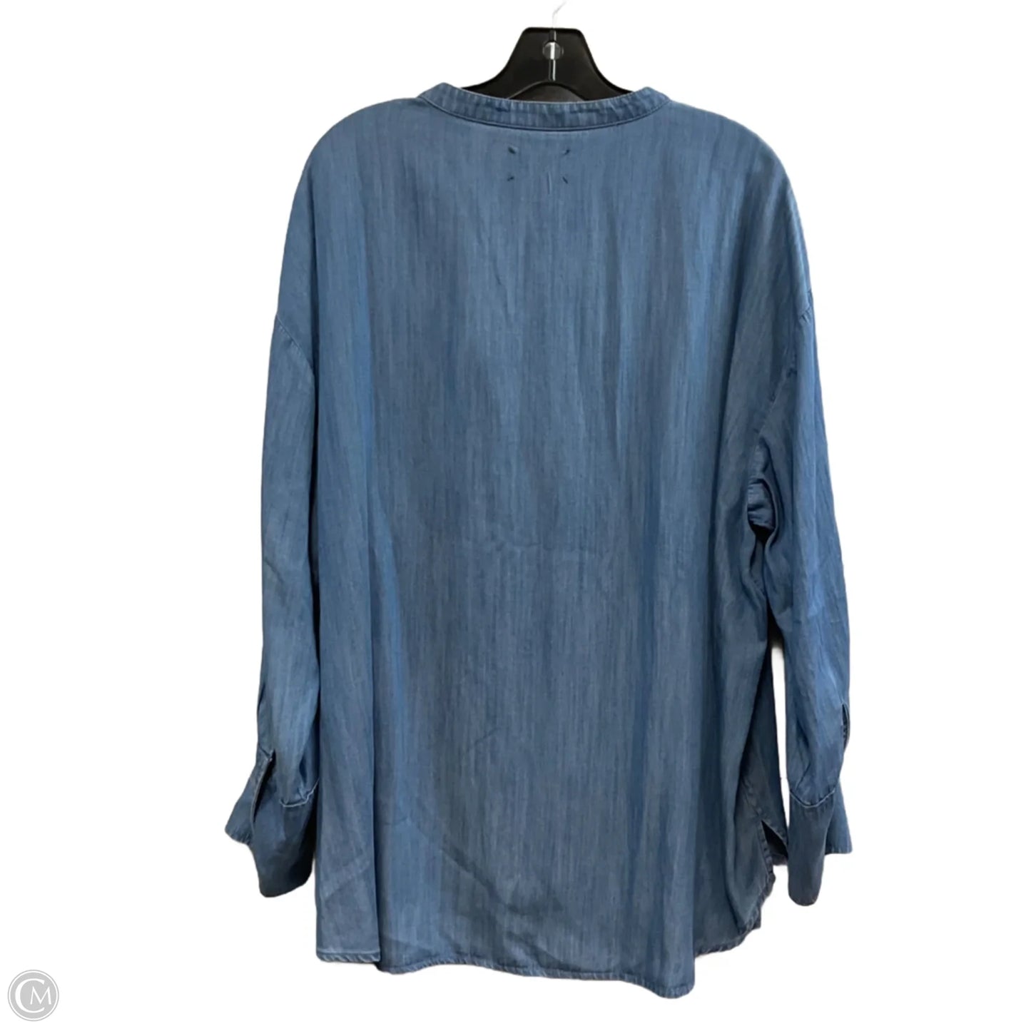 Blouse Long Sleeve By Lou And Grey In Blue Denim, Size: Xl