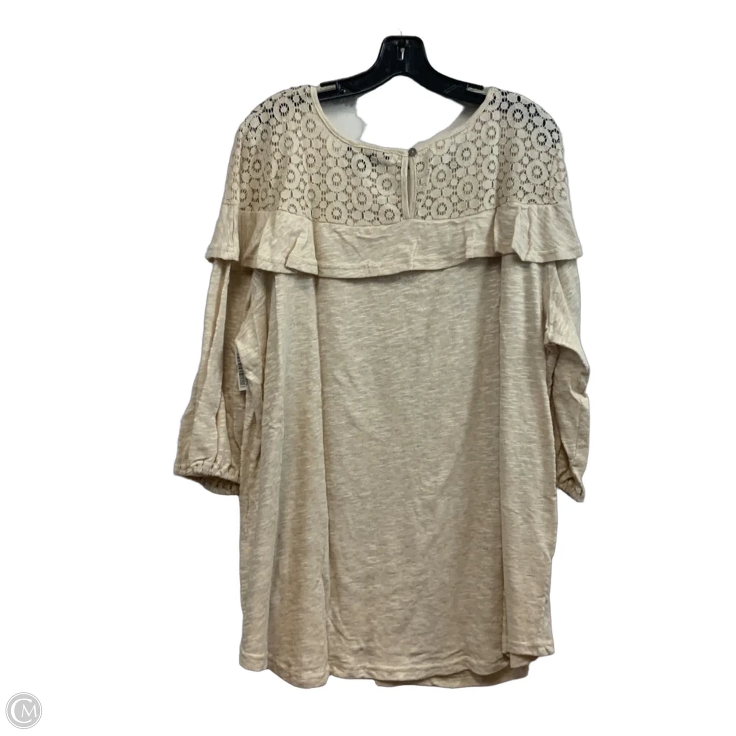 Top Long Sleeve Basic By Suzanne Betro In Tan, Size: 3x