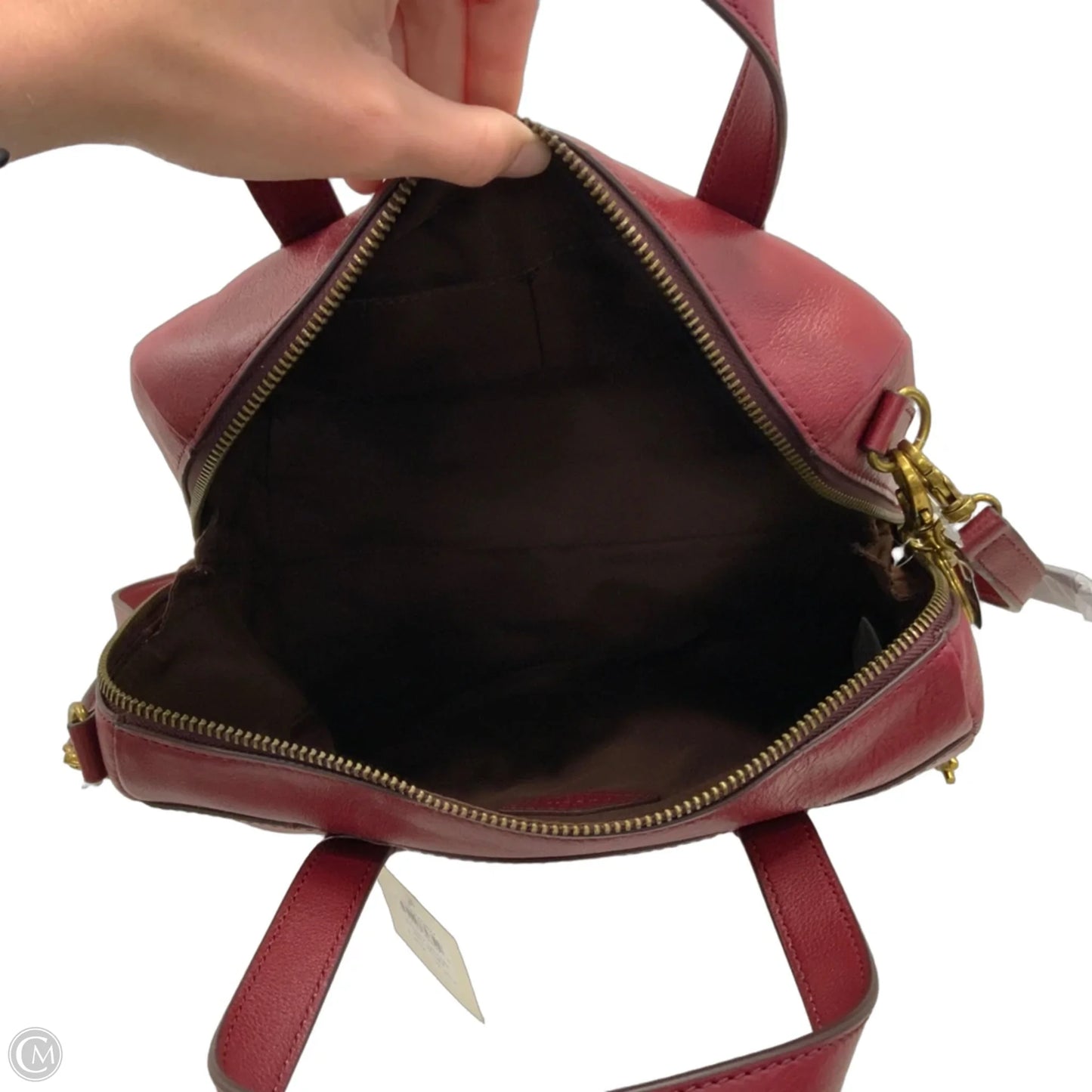 Handbag Leather By Fossil, Size: Medium