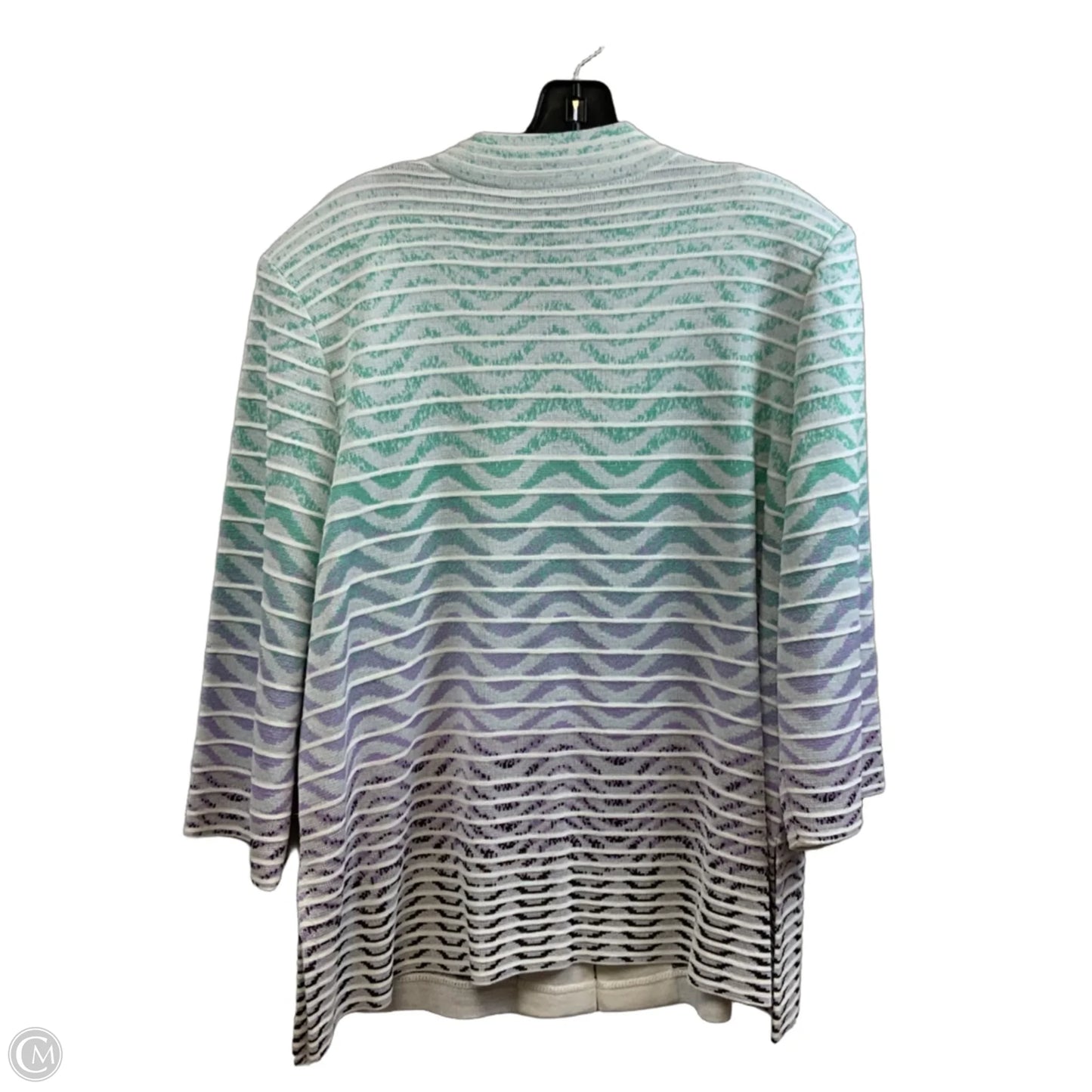 Cardigan By Ming Wang In Green & White, Size: Xxl