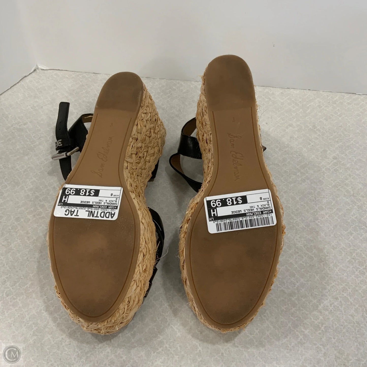 Sandals Heels Wedge By Sam Edelman In Black & Tan, Size: 8