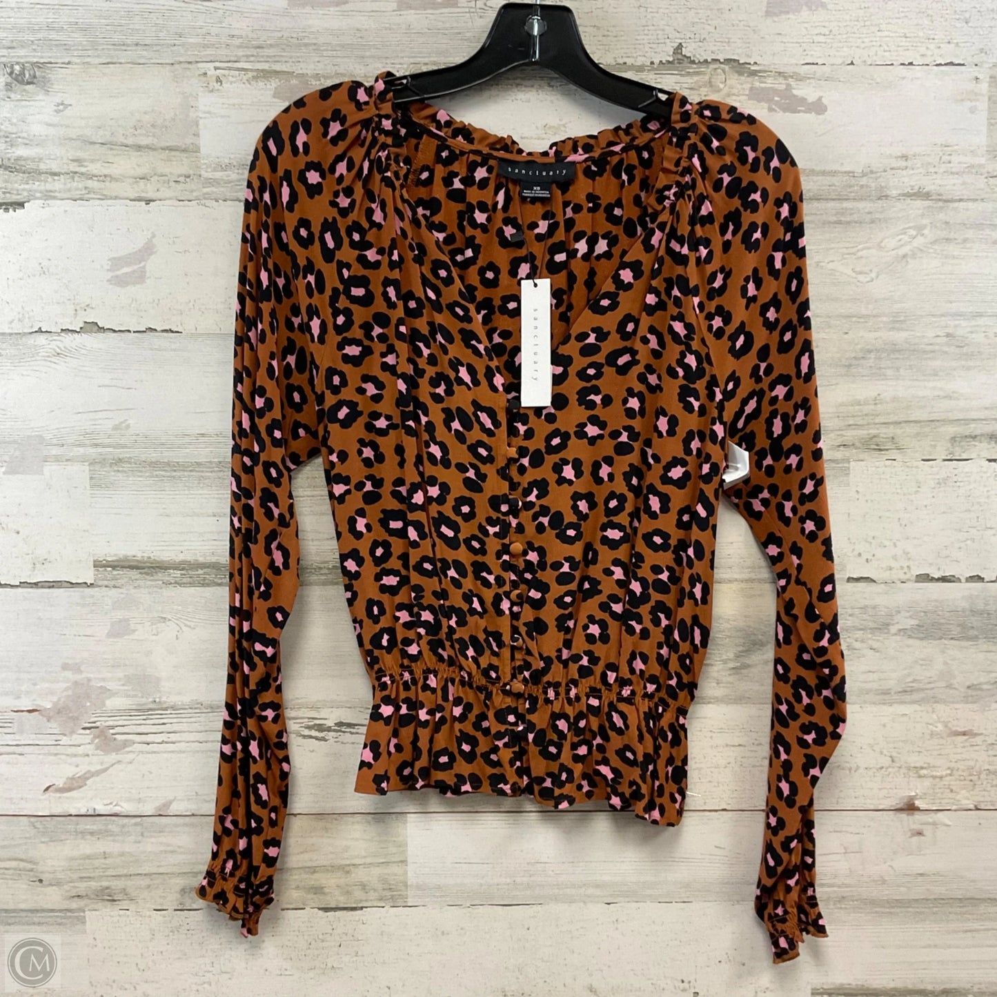 Top Long Sleeve By Sanctuary In Animal Print, Size: Xs