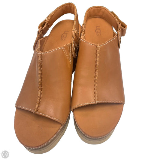 Sandals Heels Wedge By Ugg In Brown, Size: 9