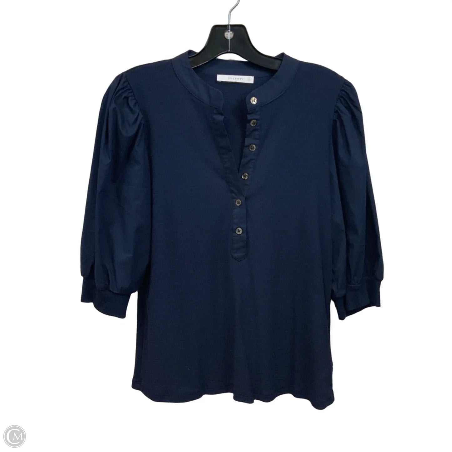 Top 3/4 Sleeve By Six/Fifty In Navy, Size: L