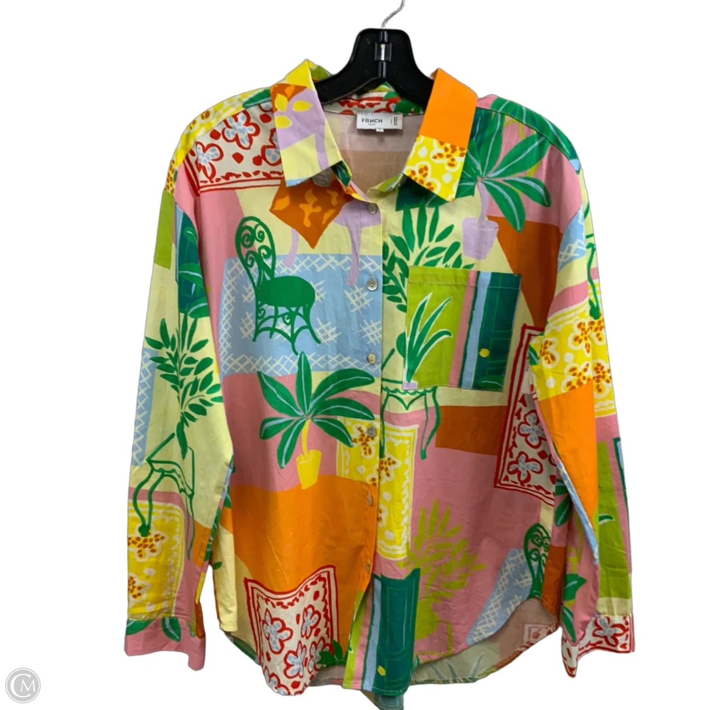 Blouse Long Sleeve By Frnch In Orange, Size: M