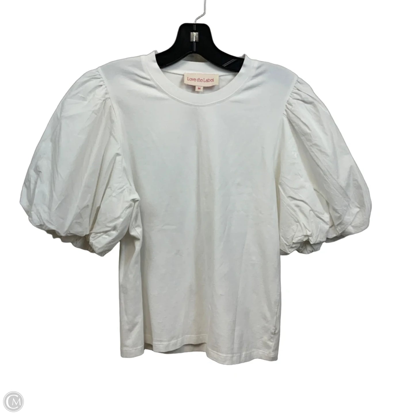 Top Short Sleeve By Love the Label In White, Size: M