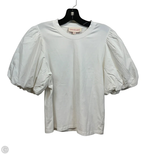 Top Short Sleeve By Love the Label In White, Size: M