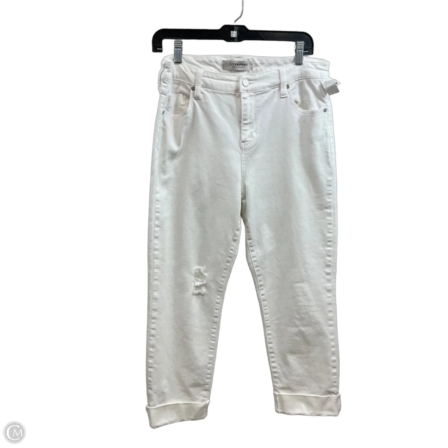 Pants Cropped By Liverpool In White Denim, Size: 10