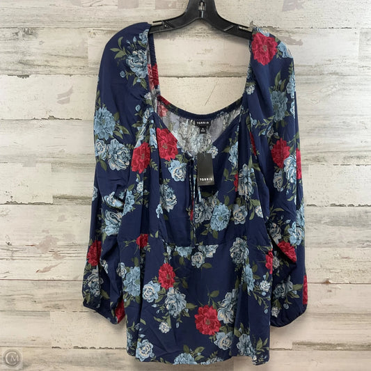 Top Long Sleeve By Torrid In Blue & Red, Size: 4x