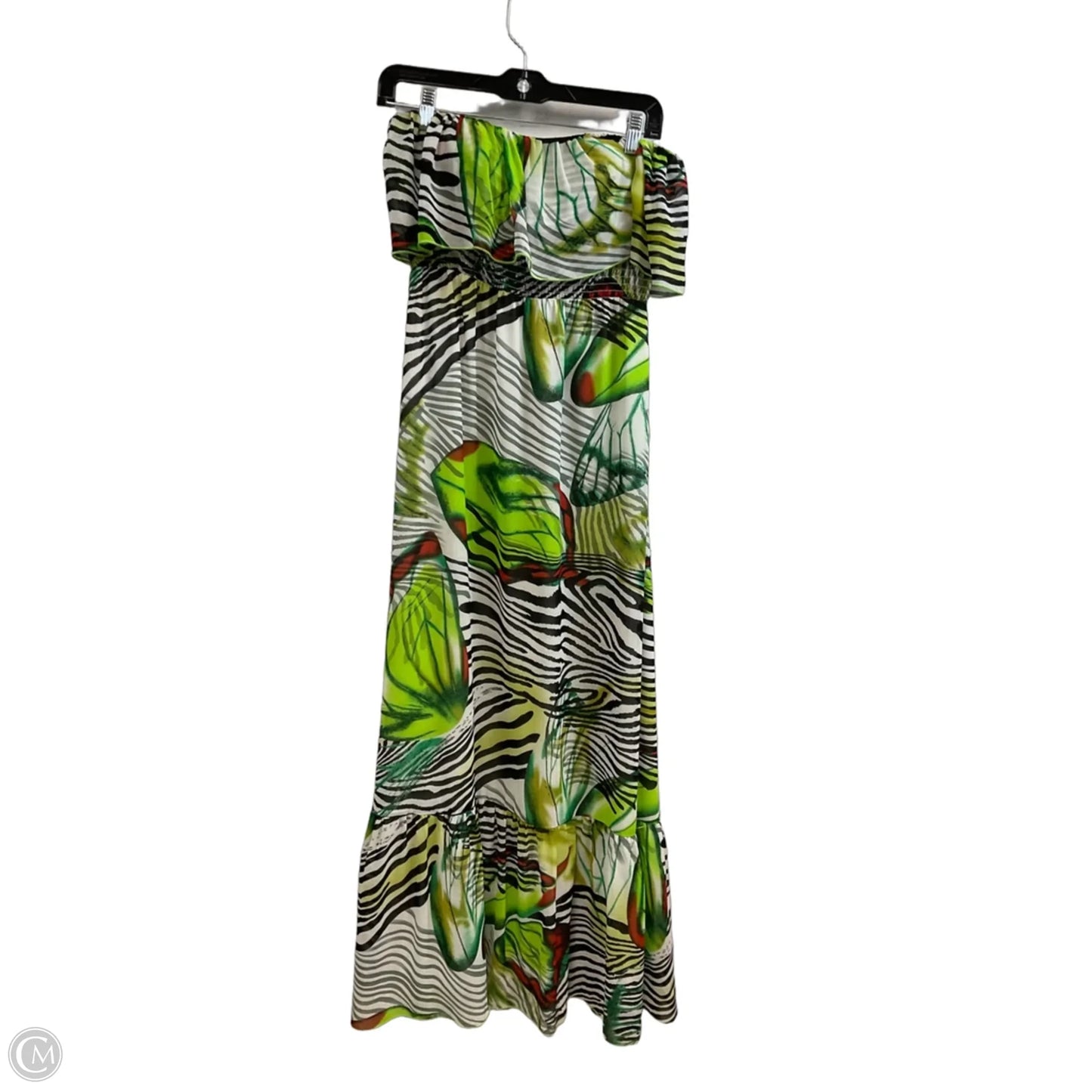 Dress Casual Maxi By PEPPE PELUSO In Green & White, Size: S
